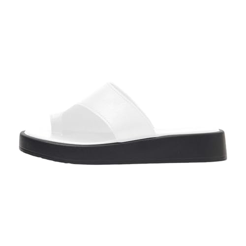 biJerou Damen Strand-Clip-Zehen-Hausschuhe, hohle lässige Hausschuhe, flache Schuhe, Vintage-Sandalen Schuhe Sommerkind Damen (White, 37) von biJerou