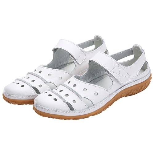 biJerou Einfarbige, lässige, modische, Hohle, atmungsaktive Freizeitschuhe für Damen Schuhe Damen Rot 37 (White, 35) von biJerou