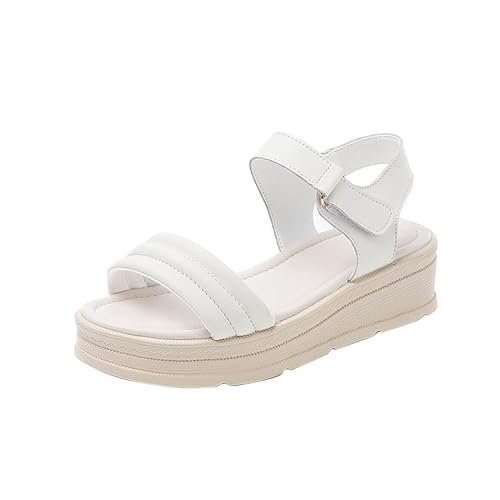 biJerou Einfarbige, lässige und modische Strandsandalen für Damen mit dicker Sohle Klein Schuhe Damen Slipper (White, 35) von biJerou