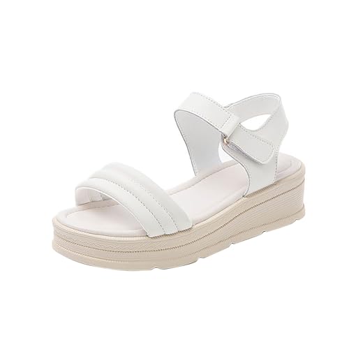biJerou Einfarbige, lässige und modische Strandsandalen für Damen mit dicker Sohle Klein Schuhe Damen Slipper (White, 36) von biJerou