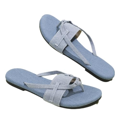 biJerou Frauen Schuhe Erwachsene Weibliche Lange Slipper Socken Für Frauen Frauen Sommer Einfarbig Slip On Casual Offene spitze Flache Weiche Slipper Socken Für Frauen Indoor Damen Hochzeit (Blue, 43) von biJerou