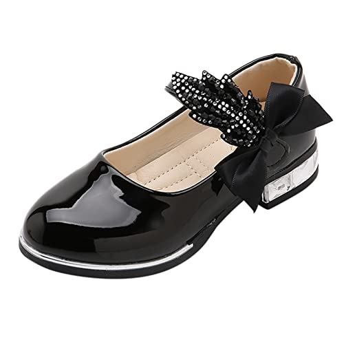 biJerou Prinzessin Schuhe Mädchen Lackschuhe mit Niedrigem Absatz Mary Jane Schuhe Solide rutschfeste Casual Kleid Schuhe Hochzeit Party Lederschuhe Kinderstiefel Mädchen Stiefel von biJerou