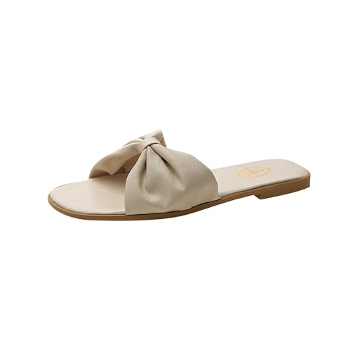 biJerou Schuhe 39 Damen Gelb mit flachem Boden für den Sommer, Strandschuhe, flache Absätze und Sandalen Blaue Damen Schuhe (White, 37) von biJerou