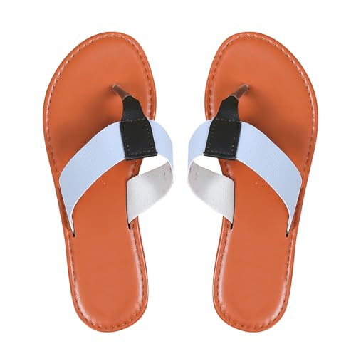biJerou Sommer-Strandsandalen für Damen mit flachem Boden und großem Zehenclip und weichem Boden Damen Schuhe Elegante 38 (Blue, 38) von biJerou
