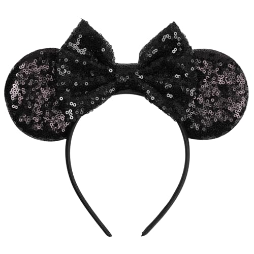 bianbaistar Glitzernde Maus-Ohren, klassisches schwarzes Pailletten-Maus-Ohren-Haarband für Erwachsene und andere schöne Benutzer, Urlaubsparty oder Freizeitpark-Zubehör von bianbaistar