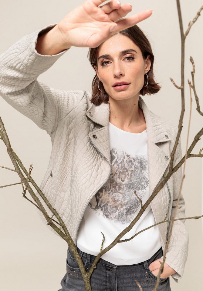 bianca Bikerjacke SILJA in coolem Style mit geprägtem Animal-Muster von bianca