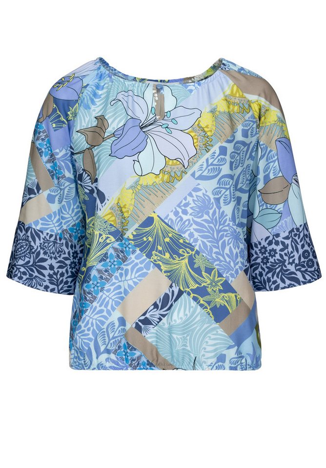 bianca Kurzarmbluse – 3/4-Arm Druckbluse mit Allover-Print - U-Boot-Ausschnitt Gummizug am Saum von bianca