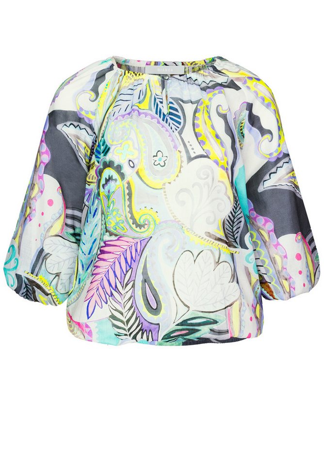 bianca Kurzarmbluse – Damen 3/4-Arm Bluse mit Rundhalsausschnitt und Knopfverschluss Knopfverschluss von bianca