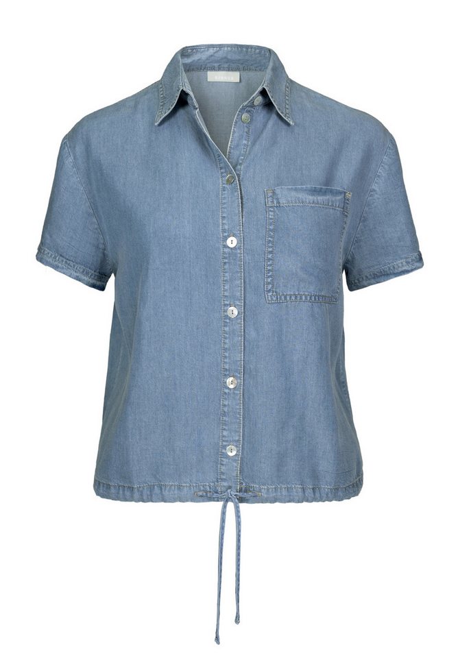 bianca Kurzarmbluse – Denim-Bluse mit Hemdkragen und Knopfleiste von bianca