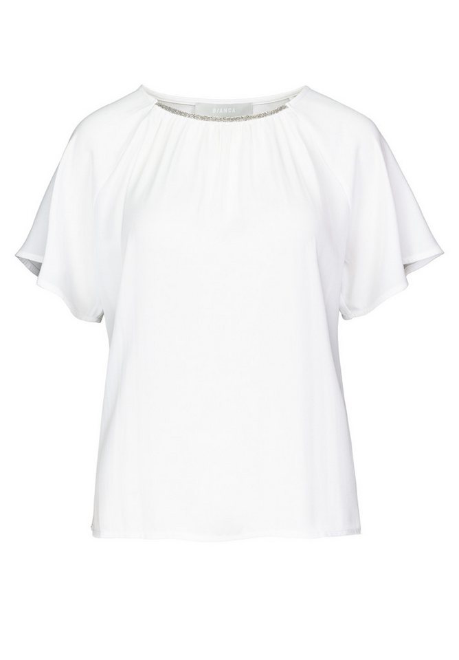bianca Kurzarmshirt – Damen Kurzarmshirt in Unifarbe seitliche Saumschlitze von bianca
