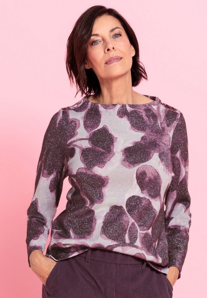 bianca Langarmshirt KYLIN in matt glänzendem floralen Dessin von bianca