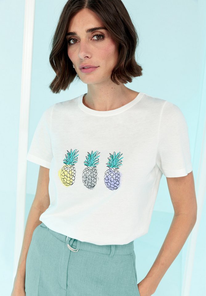 bianca Print-Shirt DINIA mit Glitzersteinchen verzierter Frontprint von bianca