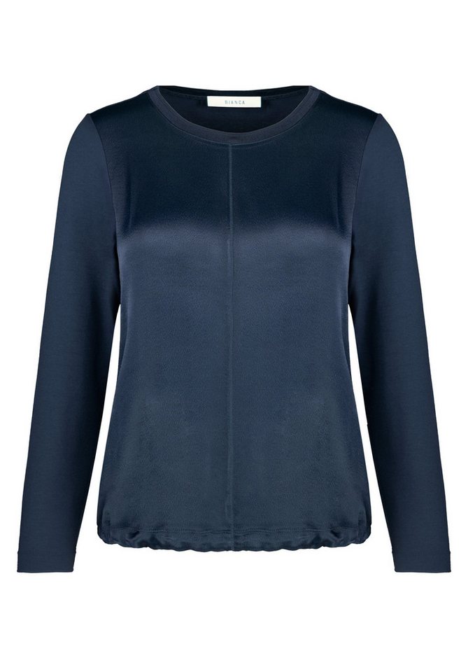 bianca Rundhalsshirt CHARLINE aus modernem Materialmix in zeitlosem deep sea von bianca
