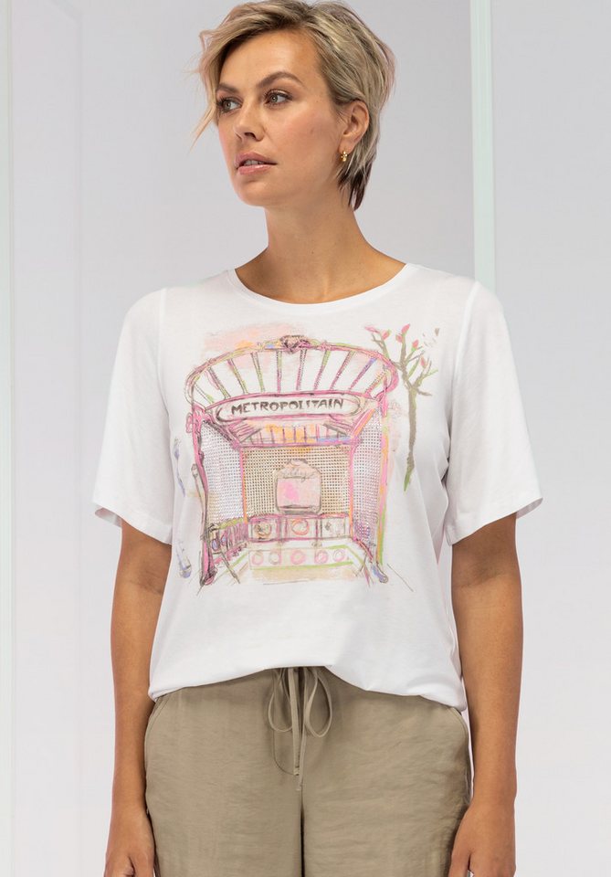 bianca Rundhalsshirt JANINE mit tollem Frontprint mit Strasssteinen von bianca