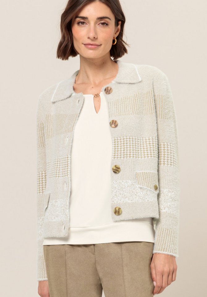 bianca Strickjacke BESS aus weichem gemusterten Strick, mit Polokragen von bianca