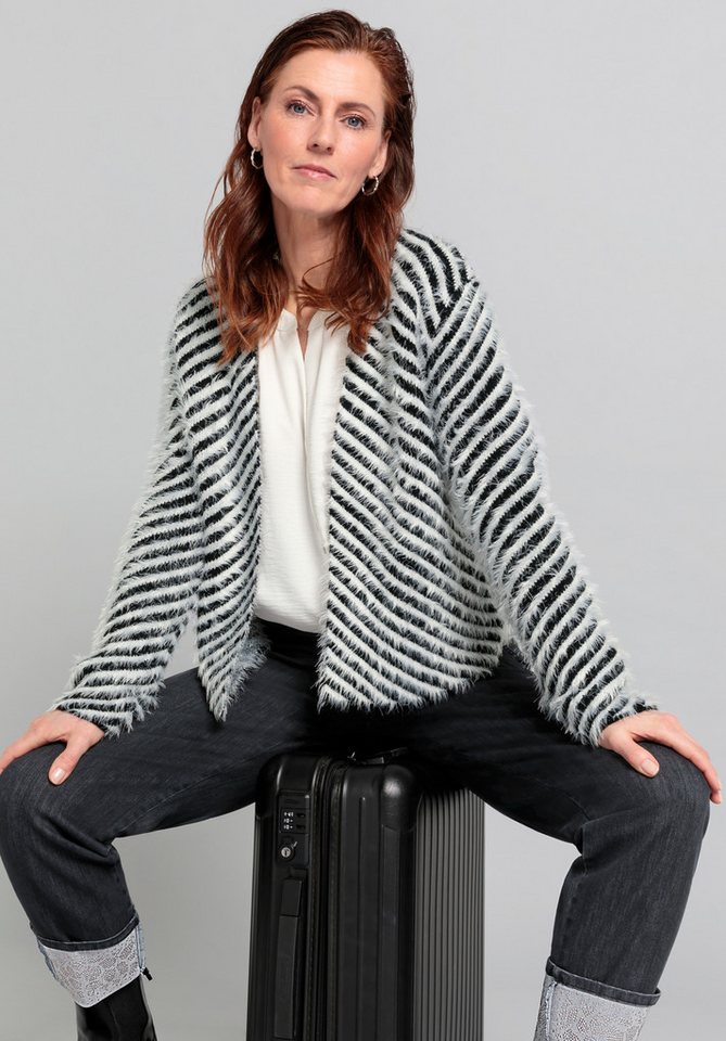 bianca Strickjacke VALENTE in angesagtem Effektgarn, schwarz und weiß von bianca