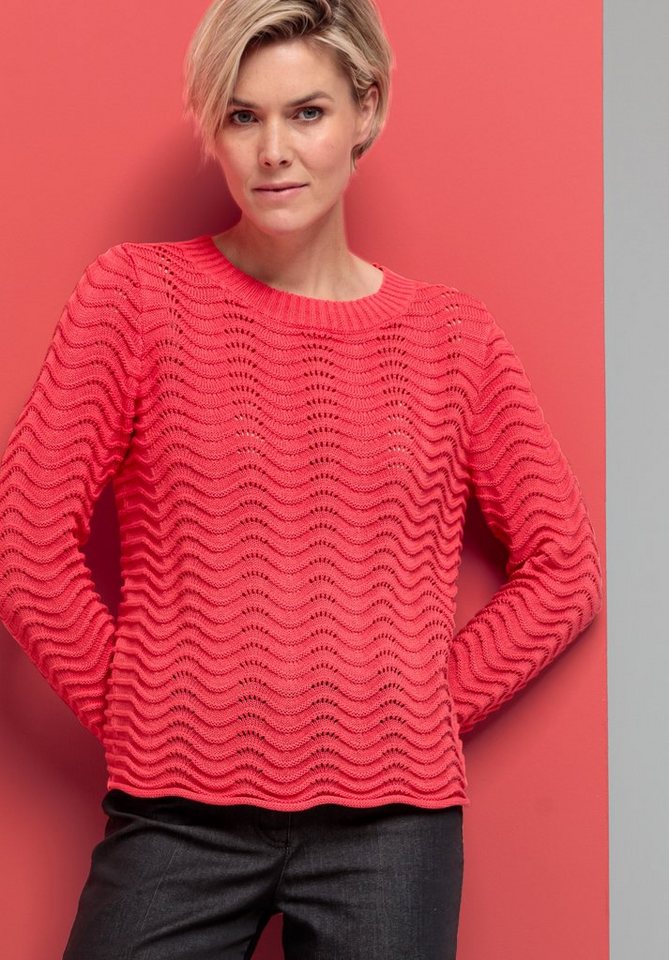 bianca Strickpullover RANIS in moderner Strick-Optik in der Trendfarbe 'melon' von bianca
