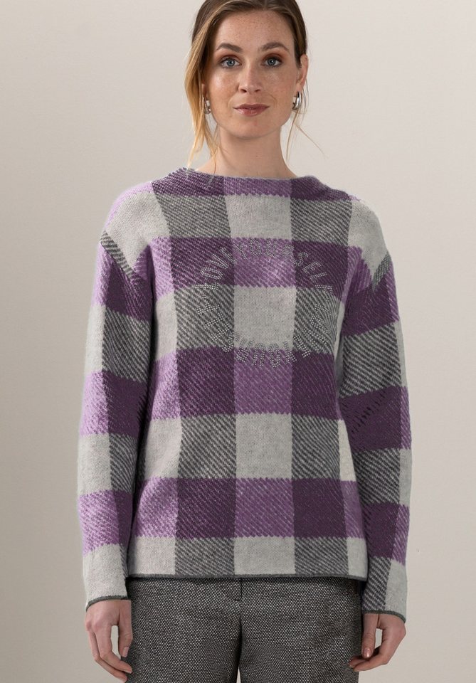bianca Strickpullover URANUS mit trendy Karo-Dessin und Nietenmotiv von bianca