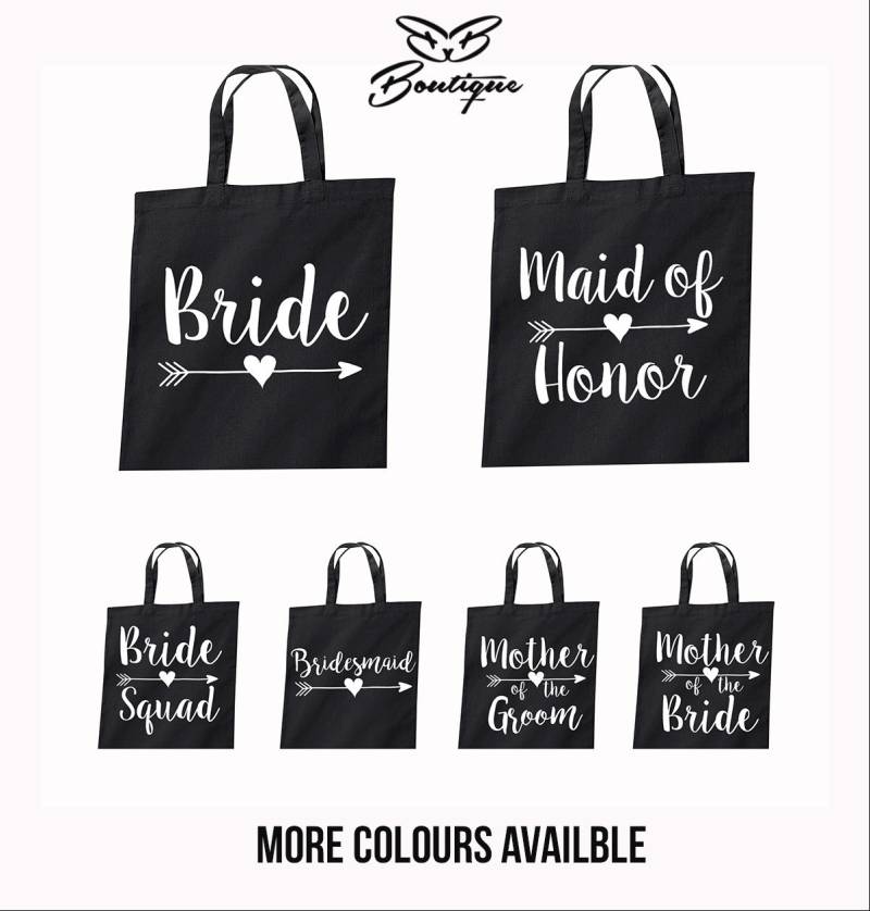 Braut Partei Tasche | Brautjungfer Trauzeugin Mutter Der Braut-Mutter Des Bräutigam Blumenmädchen Blacktote Bachelorette Party von biancabridalboutique