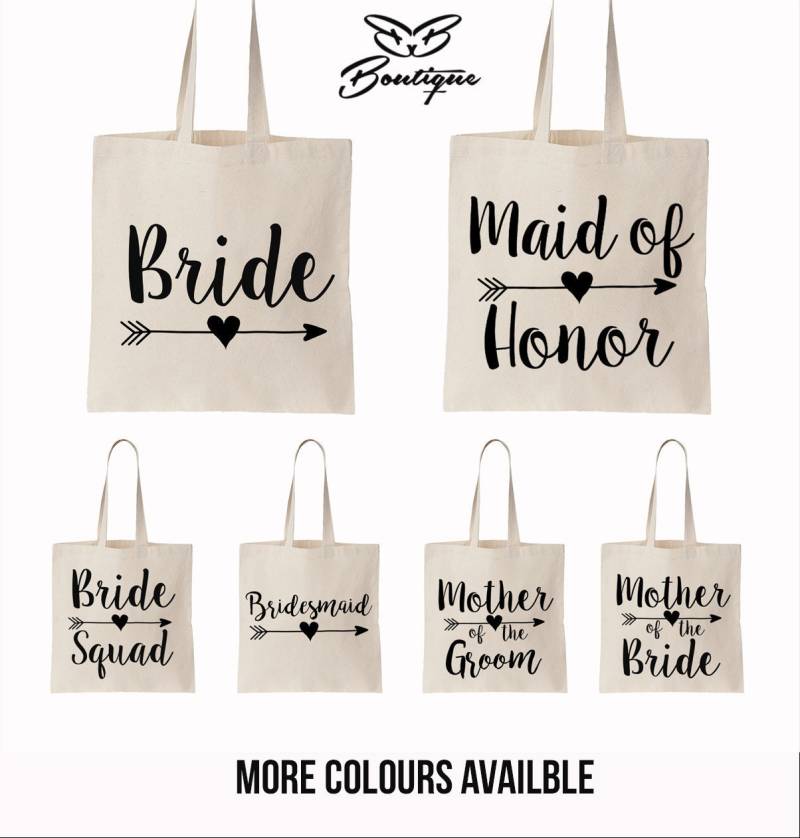 Braut Partei Tasche | Brautjungfer Trauzeugin Mutter Der Braut-Mutter Des Bräutigam Blumenmädchen Canvas Bachelorette Party von biancabridalboutique