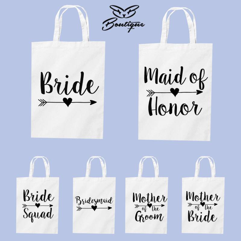 Braut Partei Tasche | Brautjungfer Trauzeugin Mutter Von Der Des Bräutigam Blumenmädchen Weiß Einkaufstasche Bachelorette Party von biancabridalboutique
