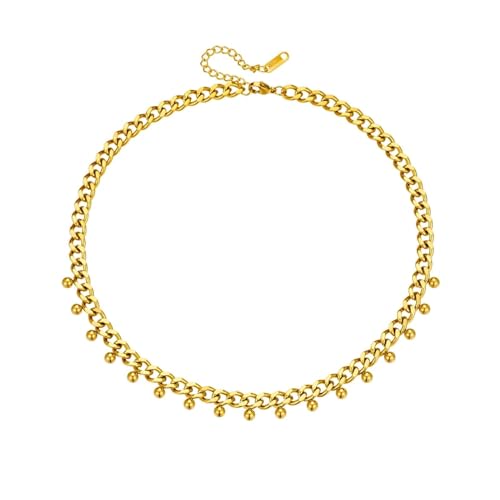 Halskette Ketten Schmuck Herren Frauen Anhänger Necklace Runde Perlen Dicke Kette Halskette Für Frauen Mädchen Hip Hop von bicup