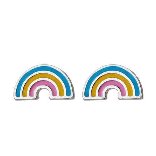 Ohrringe, Ohrstecker, Damenschmuck, asymmetrischer Regenbogen-Ohrstecker für Frauen und Mädchen, Einheitsgröße von bicup