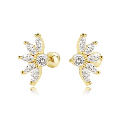 Ohrringe Ohrstecker Damen Schmuck Earrings Blume Hochzeit Perlen Ohrring Für Tochter Mädchen Gold von bicup