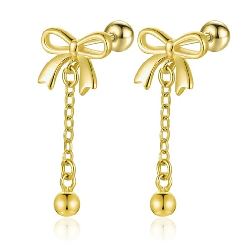 Ohrringe Ohrstecker Damen Schmuck Earrings Bowknot Quaste Perlen Hochzeit Ohrstecker Für Tochter Mädchen Gold von bicup