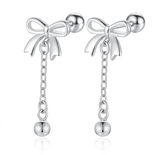 Ohrringe Ohrstecker Damen Schmuck Earrings Bowknot Quaste Perlen Hochzeit Ohrstecker Für Tochter Mädchen Silber von bicup