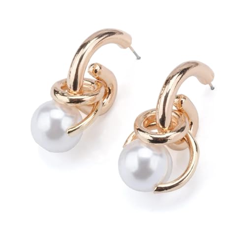 Ohrringe Ohrstecker Damen Schmuck Earrings Creolen Kreis Ohrringe Mit Perle Für Frauen Baumeln Ohrringe Gold von bicup