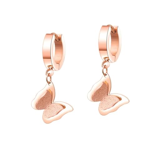 Ohrringe Ohrstecker Damen Schmuck Earrings Doppellagige Schmetterlingsohrringe Für Frauen Farbe Weibliche Creolen Rosegoldcolor von bicup