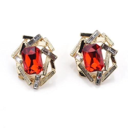 Ohrringe Ohrstecker Damen Schmuck Earrings Geometrische Ohrringe Mit Grün Rot Klar Schwarz Für Frauen Rot von bicup