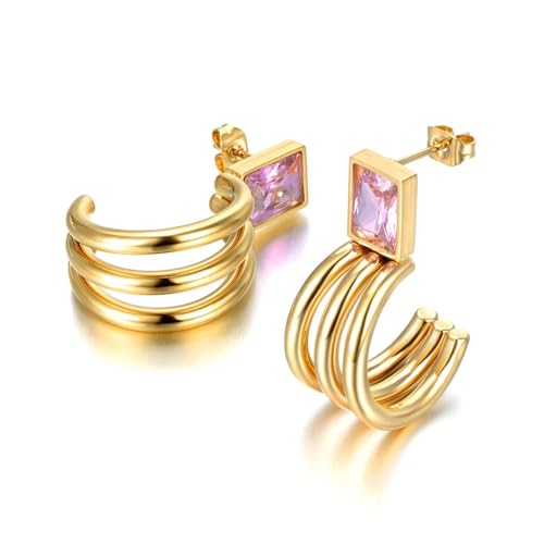 Ohrringe Ohrstecker Damen Schmuck Earrings Geometrische Ohrringe Trendige Ohrringe Für Damen E22081G-Pink von bicup