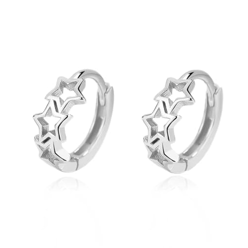 Ohrringe Ohrstecker Damen Schmuck Earrings Hollow Star Hochzeit Creolen Ohrringe Für Frauen Büro Dame Silber von bicup