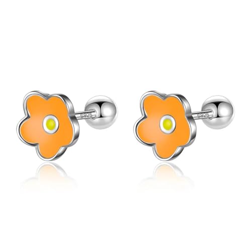 Ohrringe Ohrstecker Damen Schmuck Earrings Kinder Ohrstecker Farbe Blume Ohrstecker Für Tochter Mädchen Orange von bicup