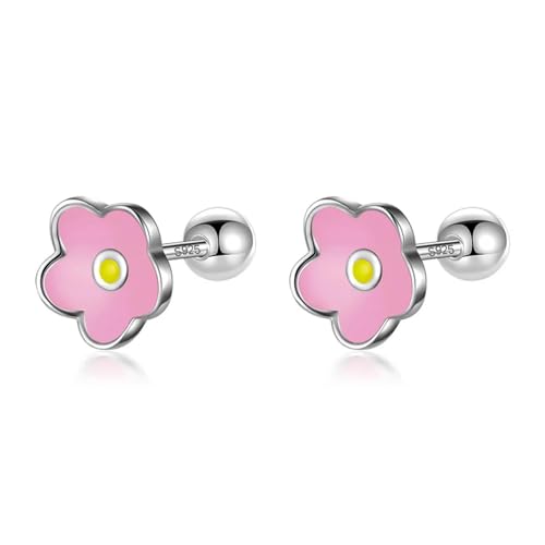 Ohrringe Ohrstecker Damen Schmuck Earrings Kinder Ohrstecker Farbe Blume Ohrstecker Für Tochter Mädchen Rosa von bicup