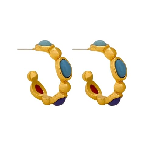 Ohrringe Ohrstecker Damen Schmuck Earrings Nadel Vintage Blau Rot Harz Ohrringe Für Frauen Mädchen von bicup