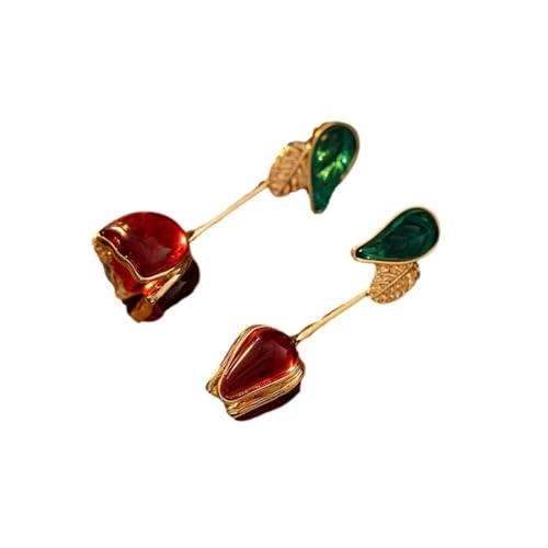 Ohrringe Ohrstecker Damen Schmuck Earrings Nadel Vintage Rote Blume Ohrringe Für Frauen Mädchen Accessoires von bicup