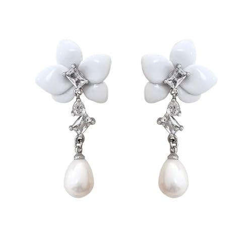 Ohrringe Ohrstecker Damen Schmuck Earrings Nadel Weiße Blume Ohrringe Für Frauen Hochzeit Süß von bicup