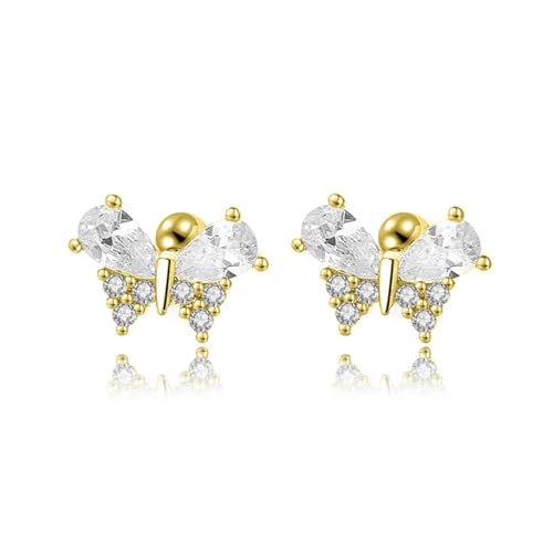 Ohrringe Ohrstecker Damen Schmuck Earrings Ohrring Insekt Schmetterling Ohrstecker Für Tochter Mädchen Gold von bicup