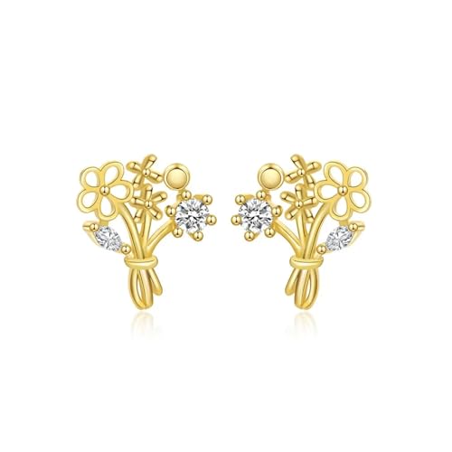Ohrringe Ohrstecker Damen Schmuck Earrings Ohrring Romantische Blume Hochzeit Ohrstecker Für Tochter Mädchen Gold von bicup