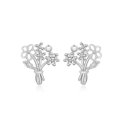 Ohrringe Ohrstecker Damen Schmuck Earrings Ohrring Romantische Blume Hochzeit Ohrstecker Für Tochter Mädchen Silber von bicup