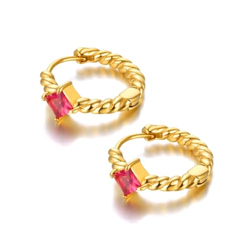 Ohrringe Ohrstecker Damen Schmuck Earrings Ohrringe Pink Grün Schwarze Creolen Für Damen E22162G-Pink von bicup