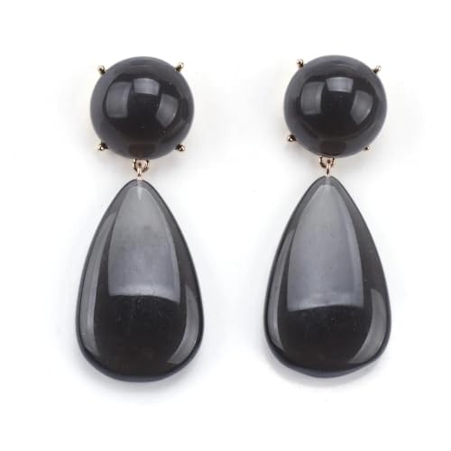 Ohrringe Ohrstecker Damen Schmuck Earrings Runde Wassertropfen Ohrringe Frauen Einfache Lange Ohrringe Schwarz von bicup