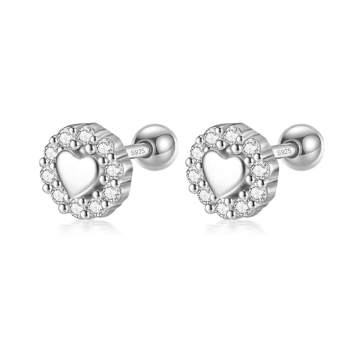 Ohrringe Ohrstecker Damen Schmuck Earrings Süße Romantische Herz-Ohrstecker Für Tochter Mädchen Silber von bicup