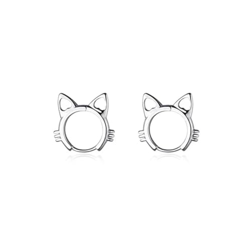 Ohrringe Ohrstecker Damen Schmuck Earrings Süßer Süßer Katzen-Creolen-Ohrring Für Frauen Hochzeit Silber von bicup