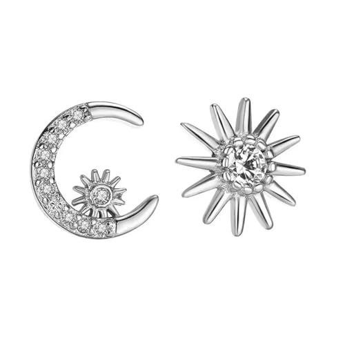 Ohrringe Ohrstecker Damen Schmuck Earrings Sweet Asymmetry Moon Star Ohrstecker Für Frauen Party Silber von bicup