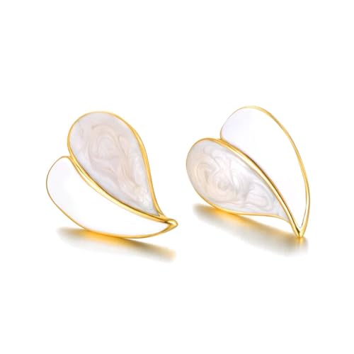 Ohrringe Ohrstecker Damen Schmuck Earrings Weiße Herzohrringe Bunte Liebesherz Ohrringe Für Frauen E22144G-Weiß von bicup