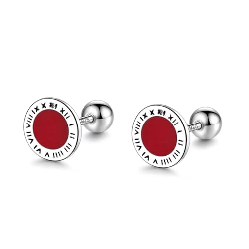 Ohrringe Ohrstecker für Damen, Schmuck, rund, römische Zahlen, Ohrstecker für Damen, Hochzeit, Rot von bicup